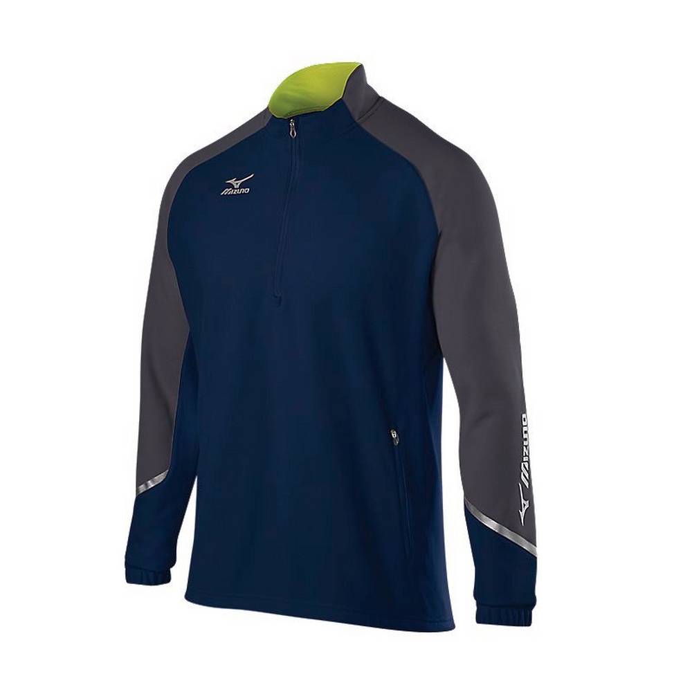 Pullover Mizuno Elite 1/2 Zip Hombre Azul Marino/Gris Ofertas HNLJ-68301